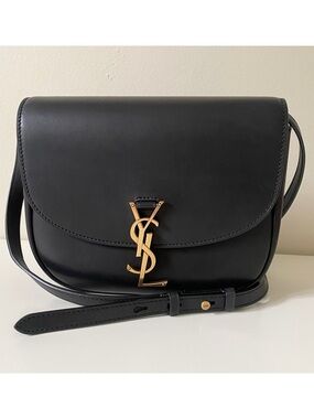 Authentic Saint Laurent YSL Kaia Shoulder Bag - Black Smooth Leather